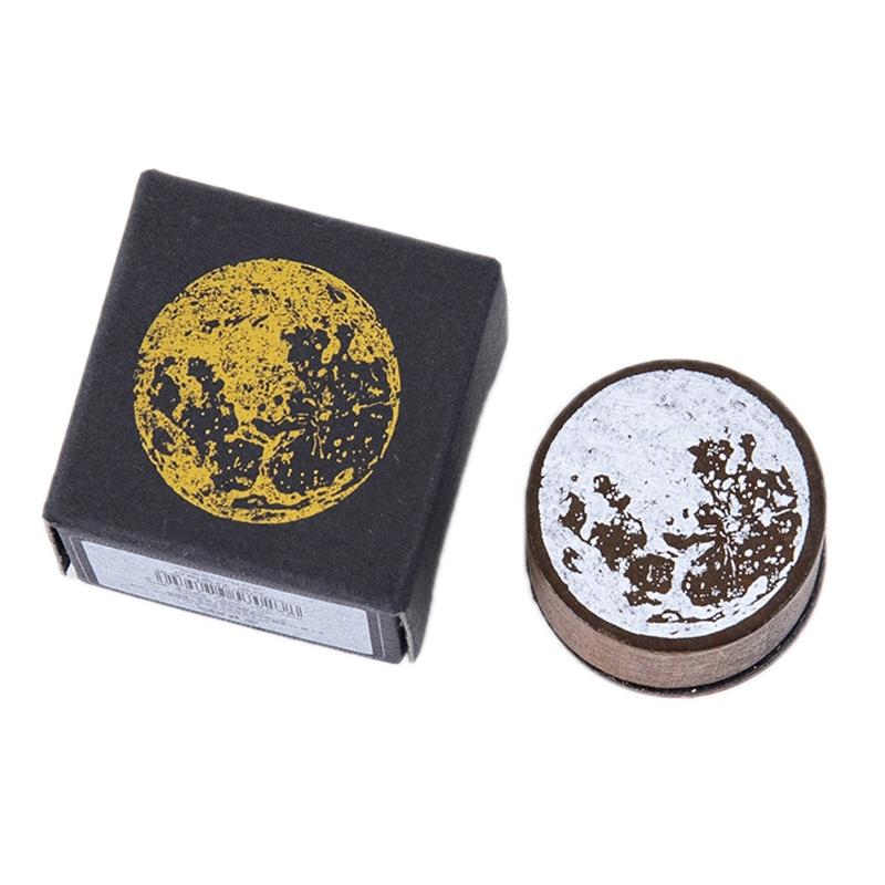 Moon Phase Series Handbook Decoration DIY Wooden Stamp(Full Moon)
