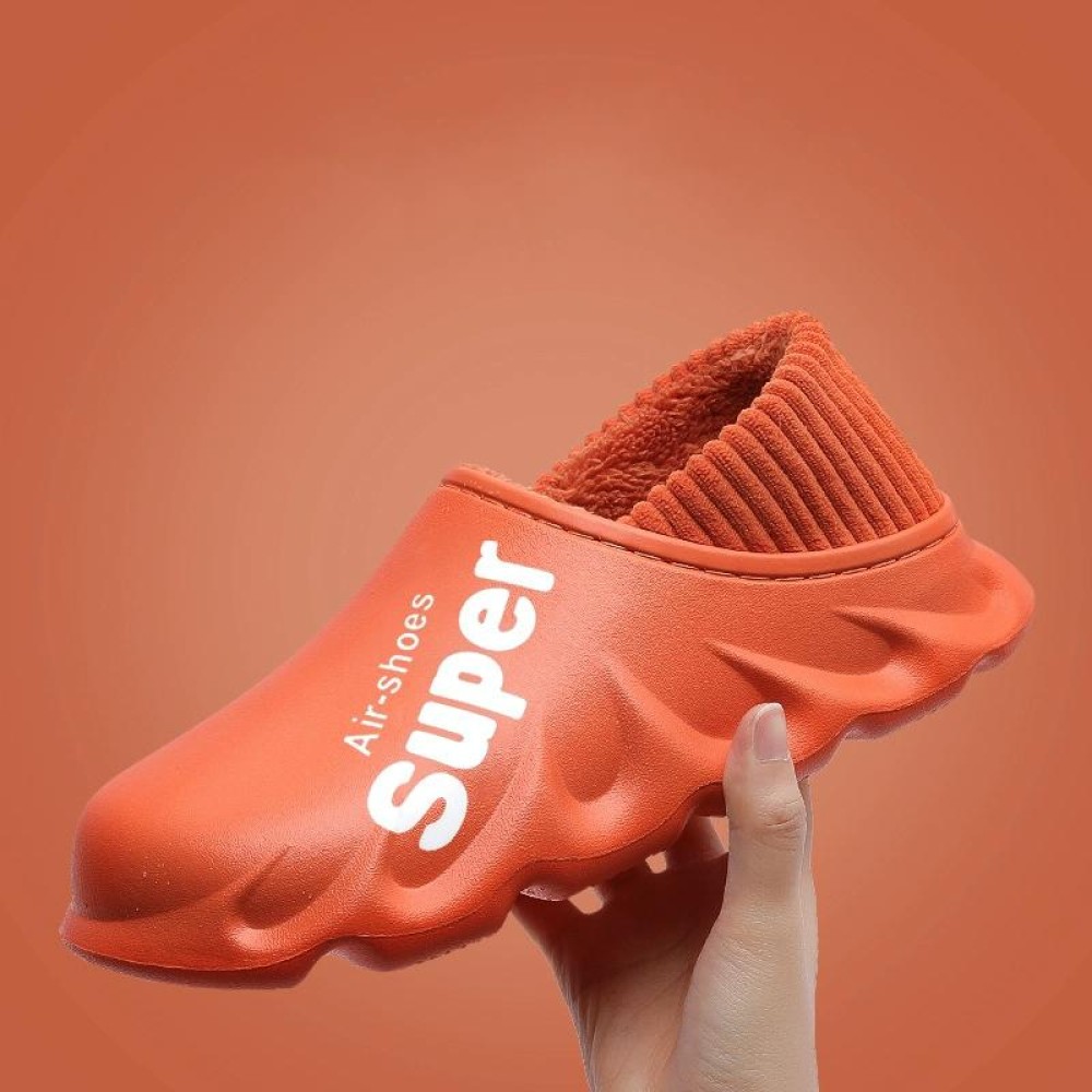 Winter Warm Velvet Thick Waterproof Cotton Slippers, Color: Orange Red(40-41)