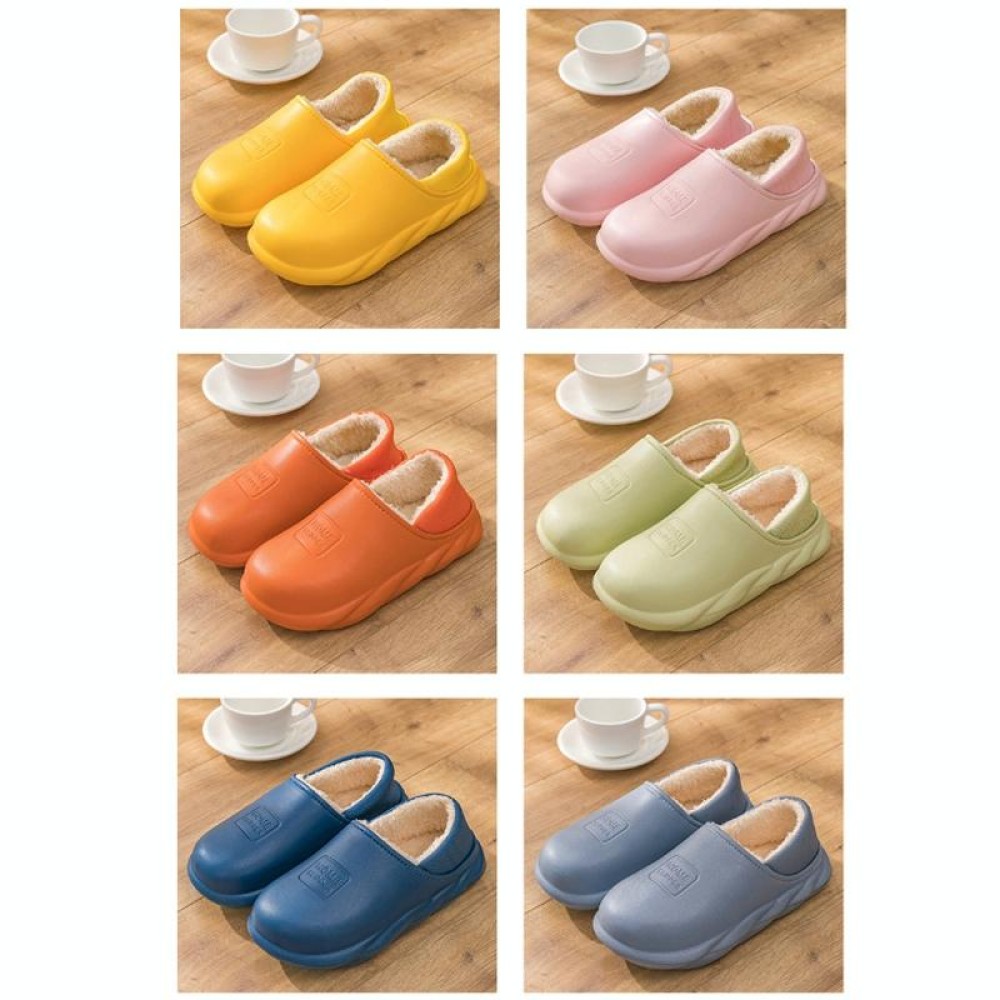Winter Warm Velvet Thick Waterproof Cotton Slippers, Color: Blue Gray 599(42-43)