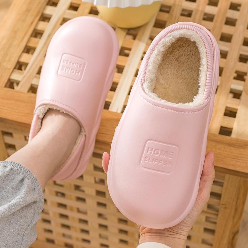 Winter Warm Velvet Thick Waterproof Cotton Slippers, Color: Pink 599(40-41)