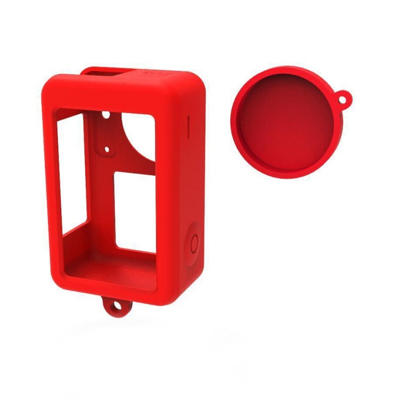 For DJI Osmo Action 3 Silicone Protective Case Lens Cap(Red)