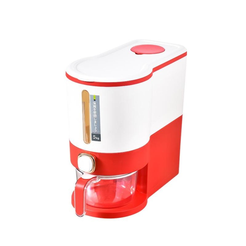 One Button Press Insect Proof Sealed Moisture Proof Fresh Rice Storage Bin, Size: 5 KG(Red)