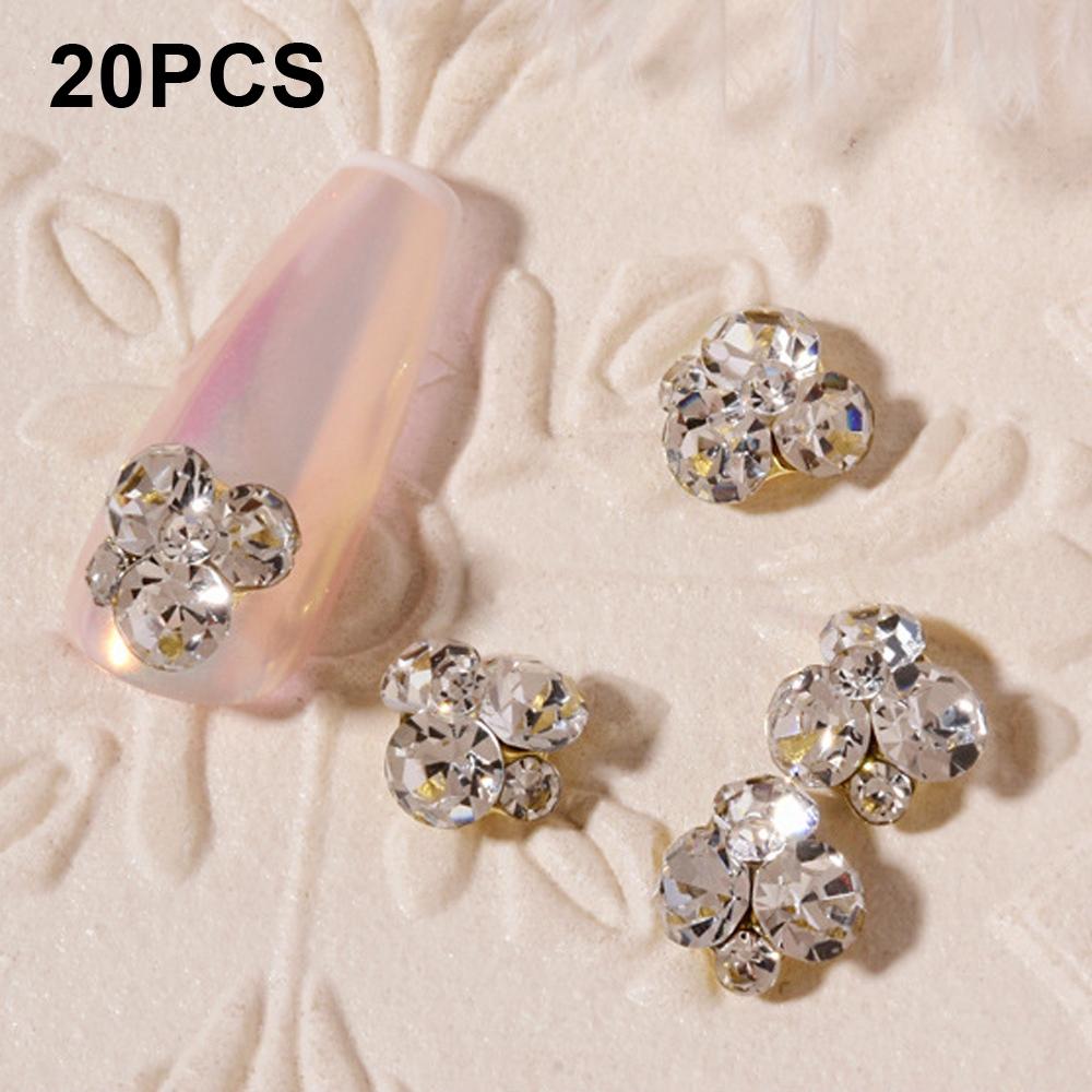 20 PCS Nail Jewelry Stacked Diamond Nail Sticker Accessories(H523 Small White)