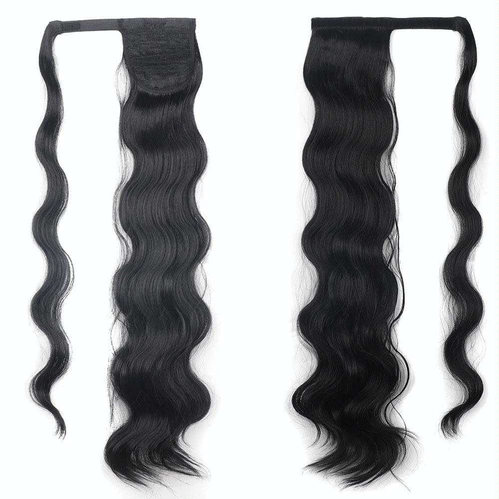 MST08 Adhesive Tie-On Wigs Ponytail Fluffy Long Curly Wigs High-Ponytail(1B)