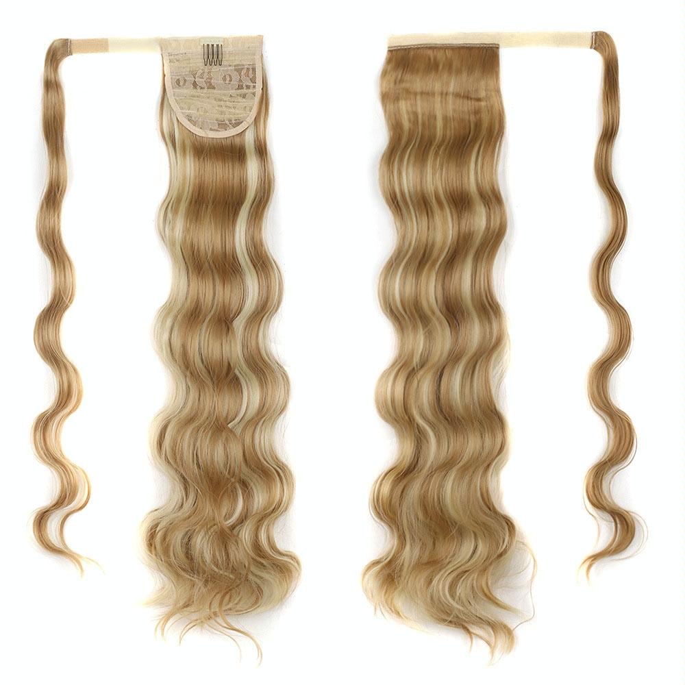 MST08 Adhesive Tie-On Wigs Ponytail Fluffy Long Curly Wigs High-Ponytail(27H613)