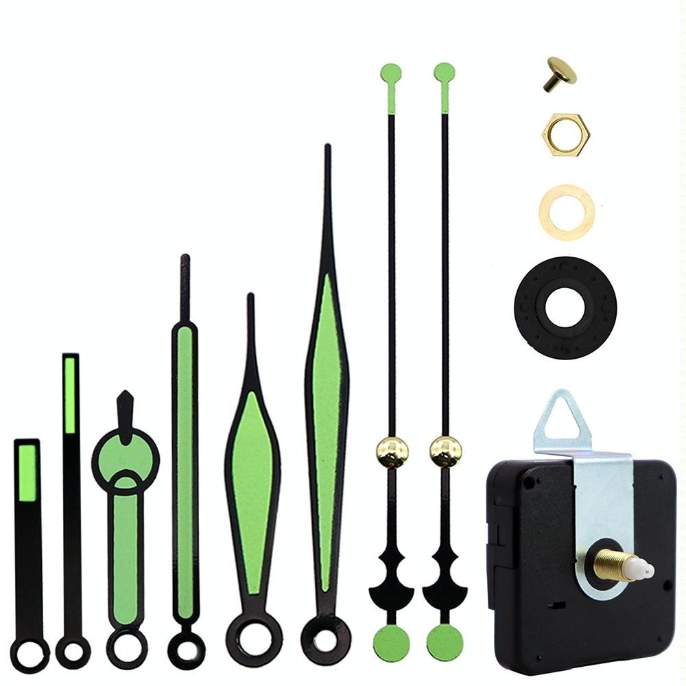 Shaft Length 18.5mm Quartz Clock Silent Movement + Luminous Hands DIY Kit,Spec: Movement+3 Sets Needles