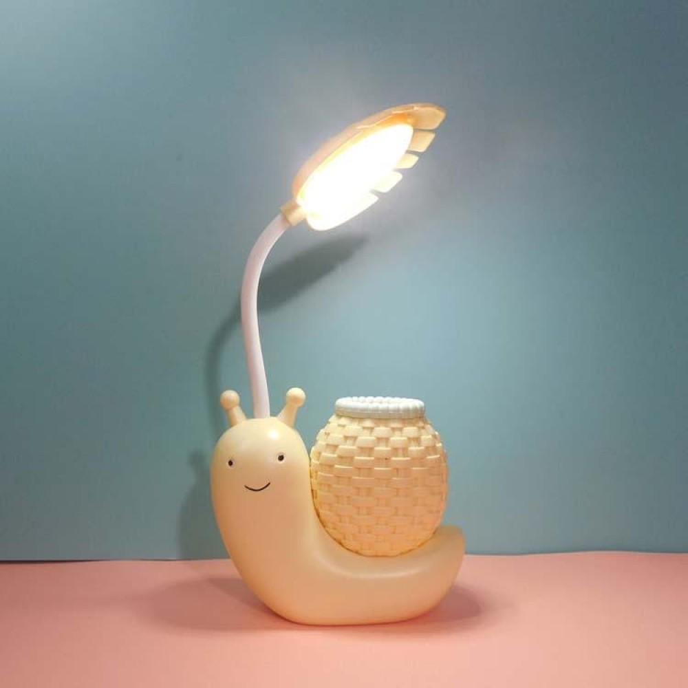 L-0 Cartoon Snail Pen Holder USB Rechargeable LED Soft Eye-Protection Desk Lamp(Yellow)