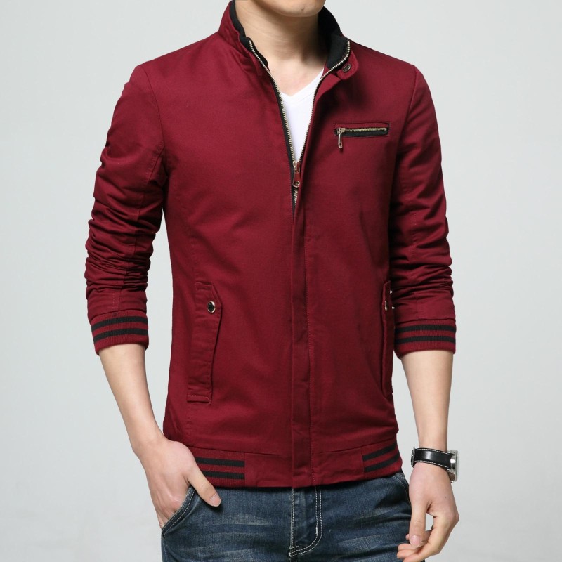 8803 Men Jacket Casual Coat, Size: L(Wine Red)
