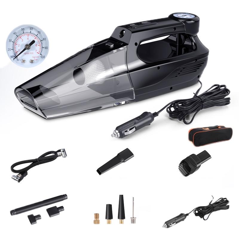 4 in 1 Car Vacuum Cleaner Portable Inflator Pump, Models: Wired Pointer + Bag