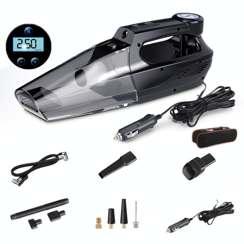 4 in 1 Car Vacuum Cleaner Portable Inflator Pump, Models: Wired Digital + Bag
