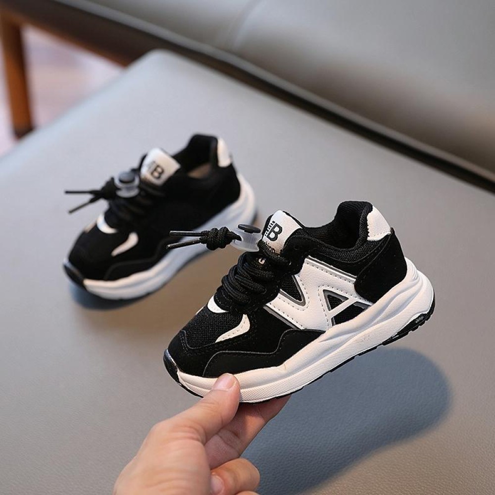 628 Children Sports Mesh Shoes Baby Soft Sole Running Shoes, Size: 35(Black)
