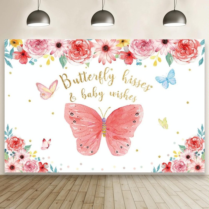 1.5m X 1m Butterfly Pattern Photography Backdrop Birthday Party Decoration Background Cloth(MDU01821)