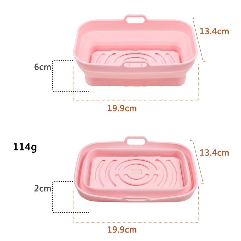 Air Fryer Grill Mat High Temperature Resistant Silicone Baking Tray, Specification: Rectangular Pink