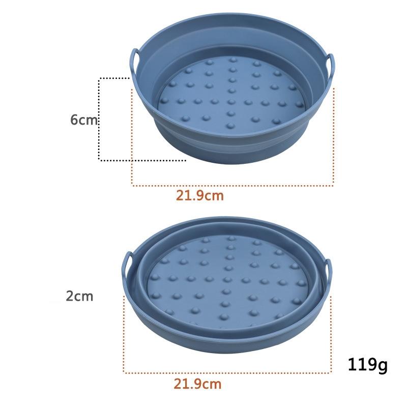 Air Fryer Grill Mat High Temperature Resistant Silicone Baking Tray, Specification: Large Round Dark Blue