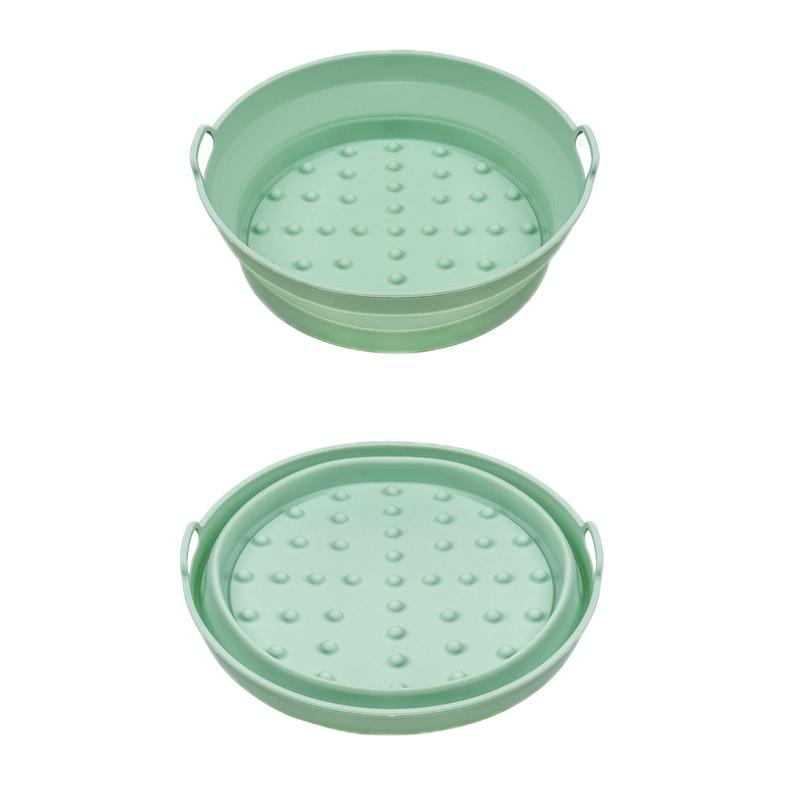 Air Fryer Grill Mat High Temperature Resistant Silicone Baking Tray, Specification: Large Round Green