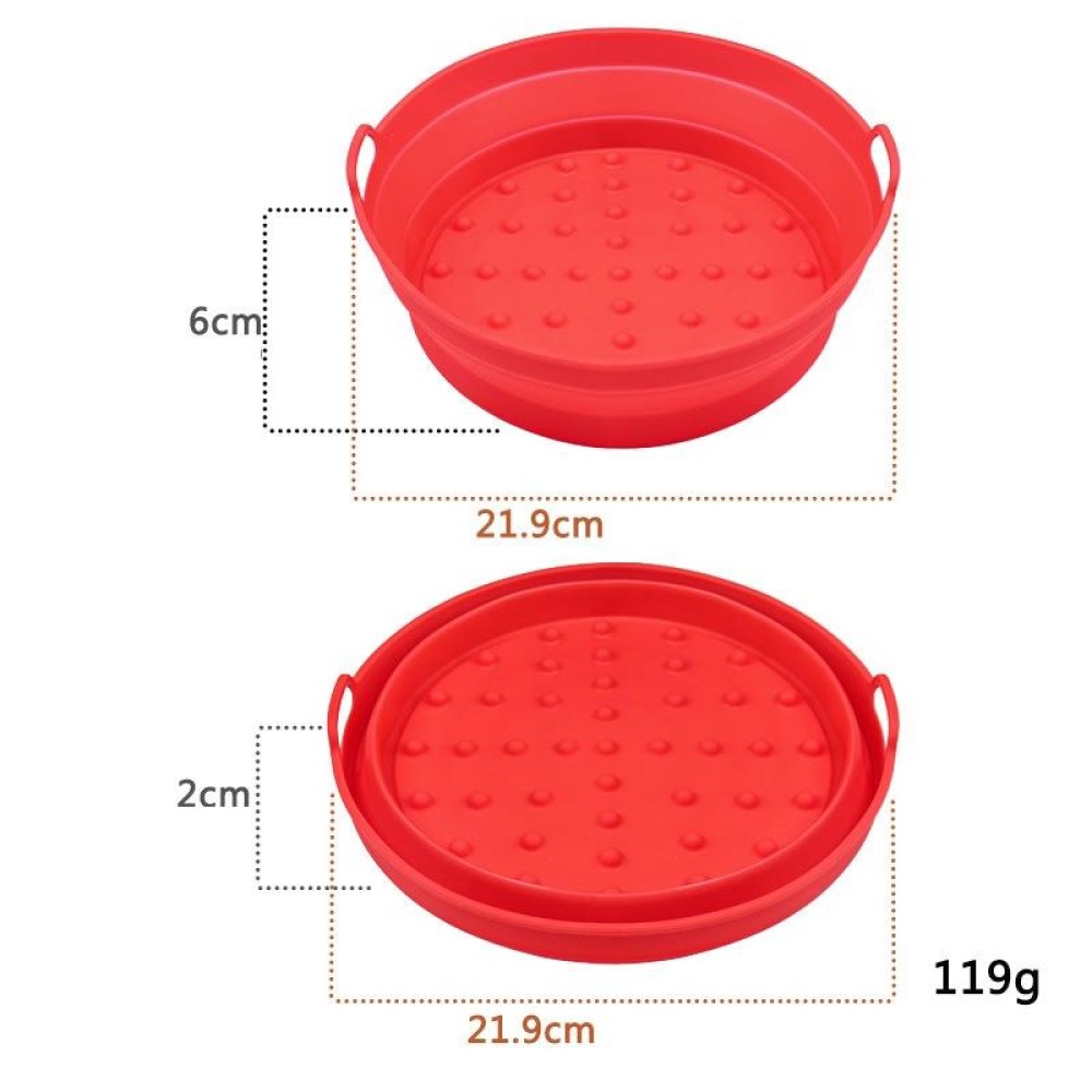 Air Fryer Grill Mat High Temperature Resistant Silicone Baking Tray, Specification: Large Round Red