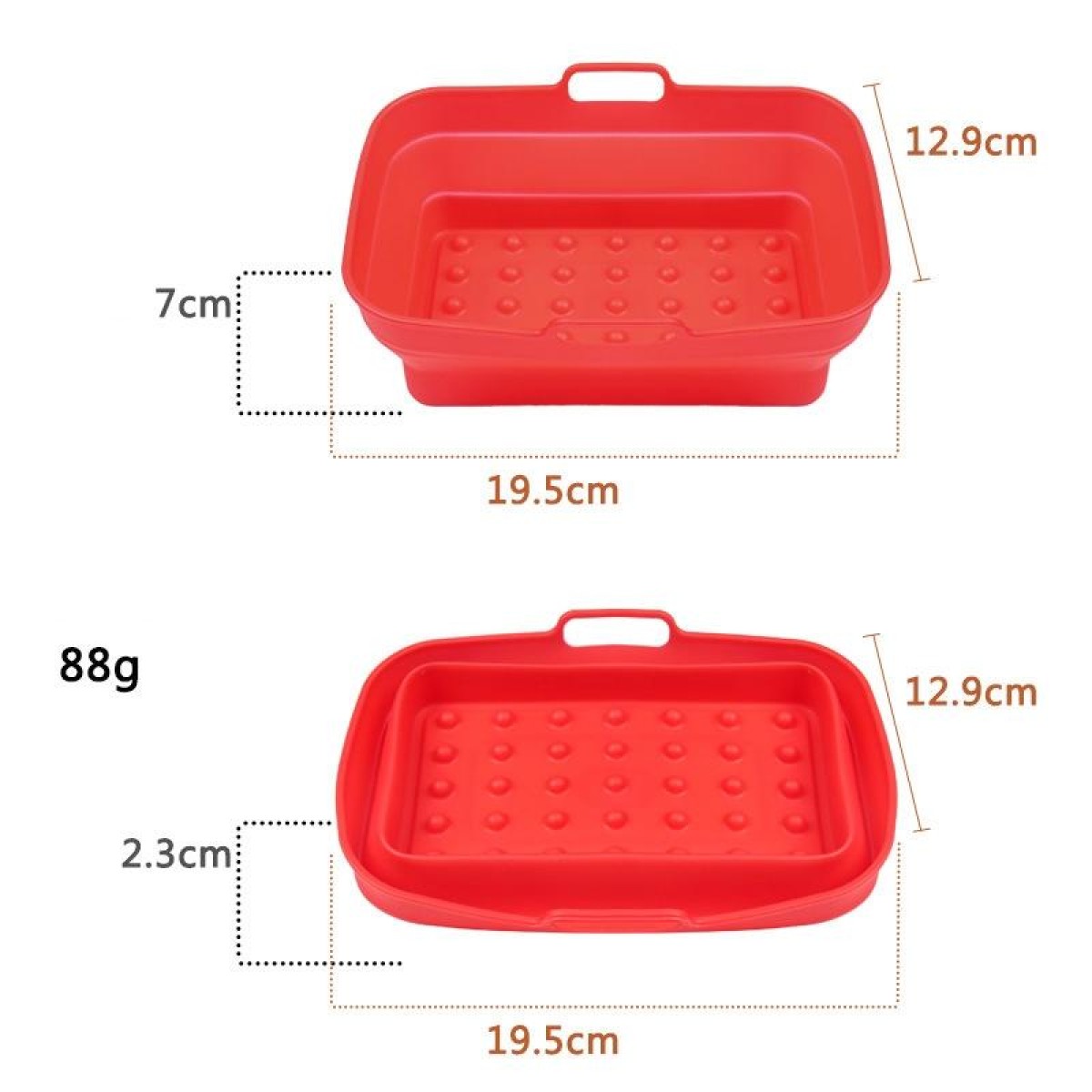 Air Fryer Grill Mat High Temperature Resistant Silicone Baking Tray, Specification: Rectangular Dot Red
