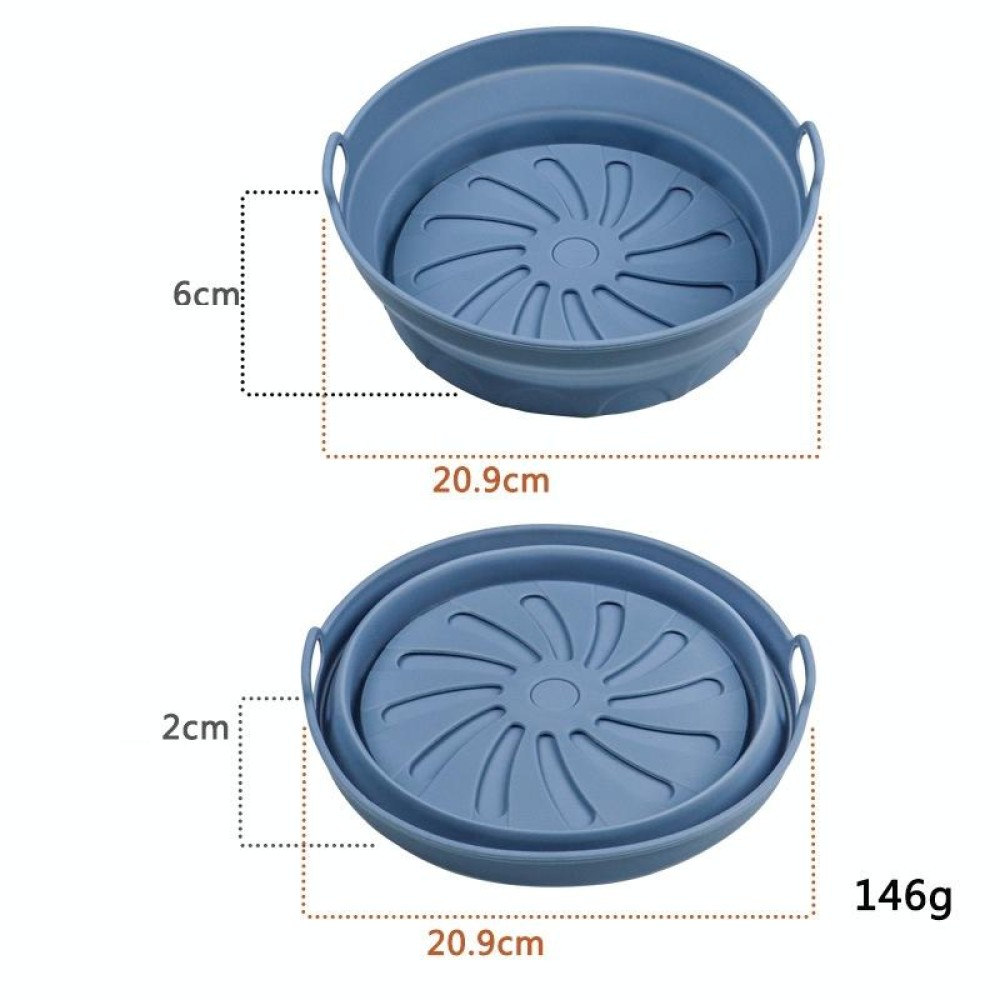 Air Fryer Grill Mat High Temperature Resistant Silicone Baking Tray, Specification: Round Inner Dark Blue