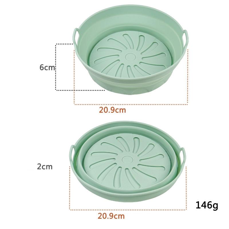 Air Fryer Grill Mat High Temperature Resistant Silicone Baking Tray, Specification: Round Inner Green