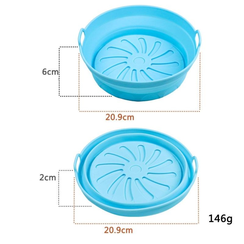 Air Fryer Grill Mat High Temperature Resistant Silicone Baking Tray, Specification: Round Inner Blue
