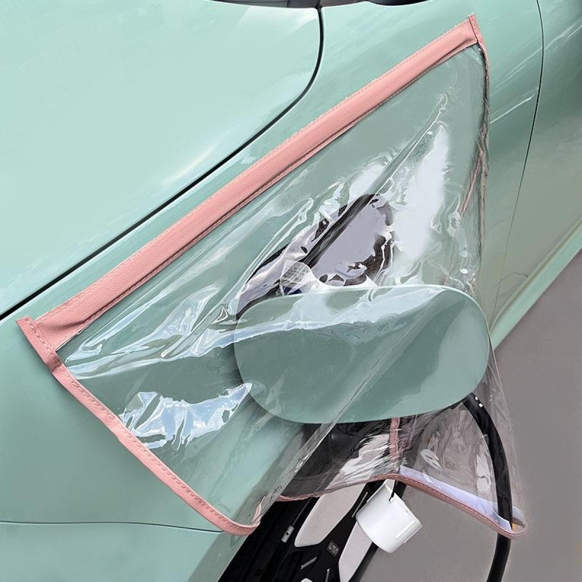 Electric Vehicle Charging Port Magnetic Transparent Rain Cover(Pink)