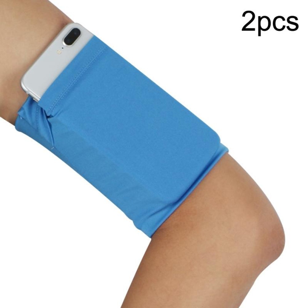 2pcs Outdoor Fitness Mobile Phone Arm Bag Sports Elastic Armbands(Blue)