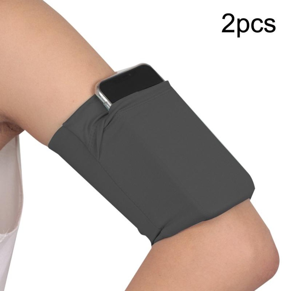 2pcs Outdoor Fitness Mobile Phone Arm Bag Sports Elastic Armbands(Army Green)