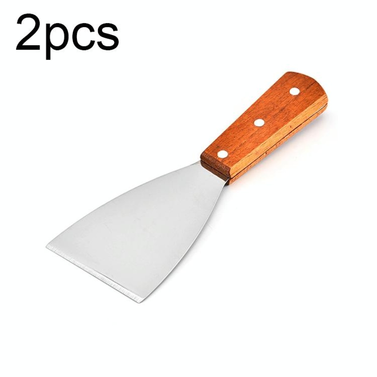 2pcs Stainless Steel Pizza and Steak Shovel Wooden Handle Slanted Shovel Kitchen Tool, Size: S