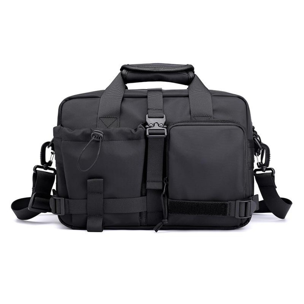 HAOSHUAI 822 Men Large Capacity Casual Shoulder Messenger Bag Handle Computer Bag(Black)