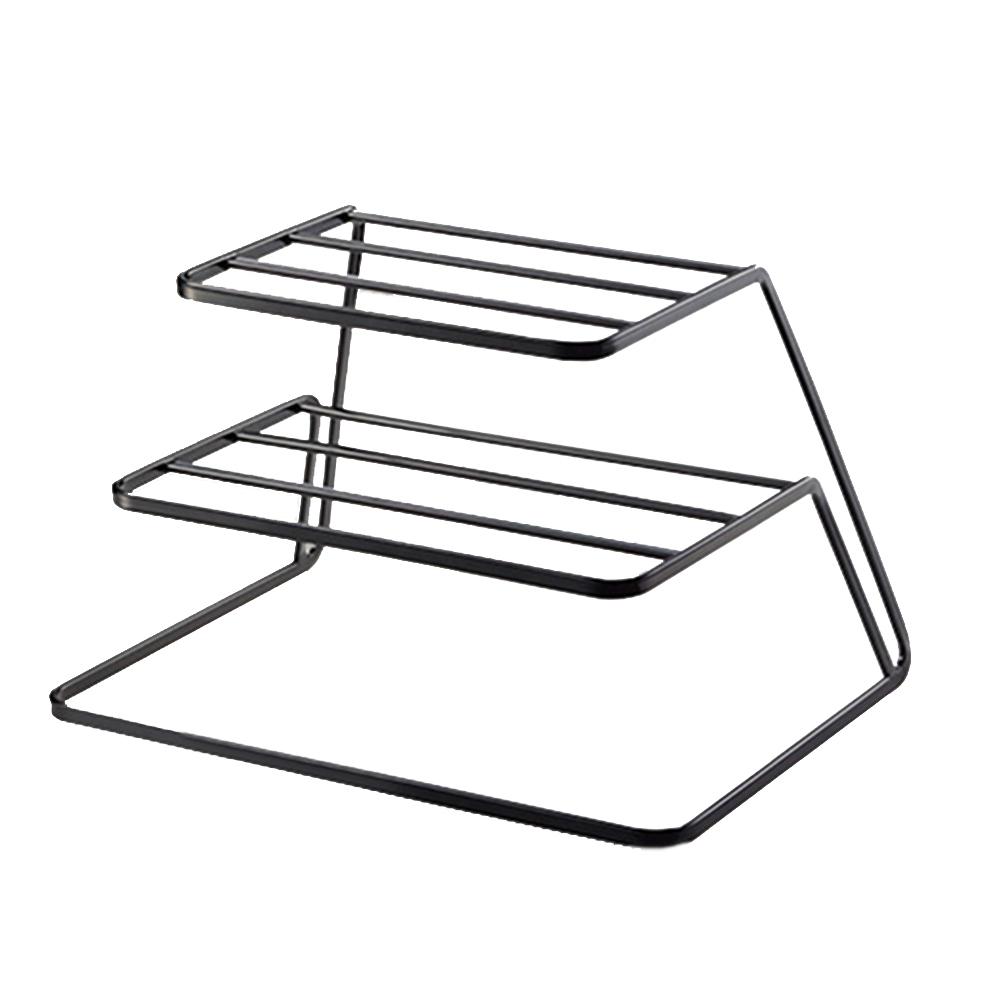 Three-layer Kitchen Dish Storage Rack Cabinet Tiered Shelf(Black)