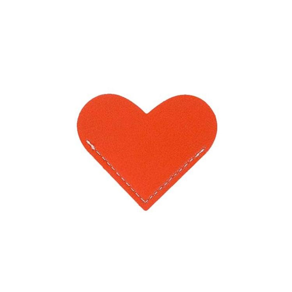 Mini Business Student Library Portable PU Leather Heart Shaped Bookmark(Orange Red)
