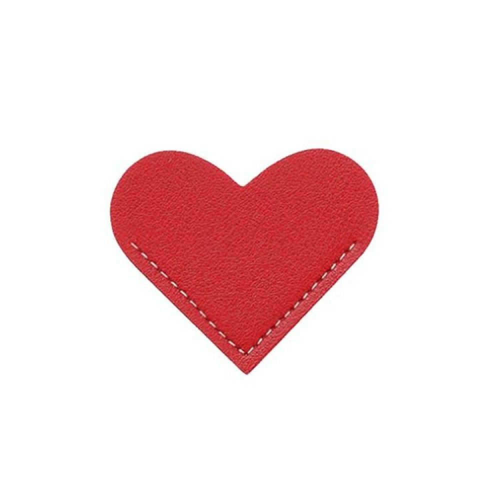 Mini Business Student Library Portable PU Leather Heart Shaped Bookmark(Big Red)