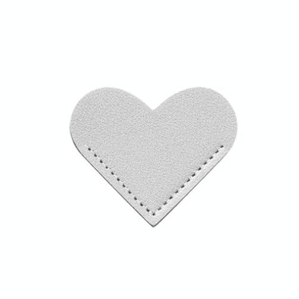 Mini Business Student Library Portable PU Leather Heart Shaped Bookmark(Silver)