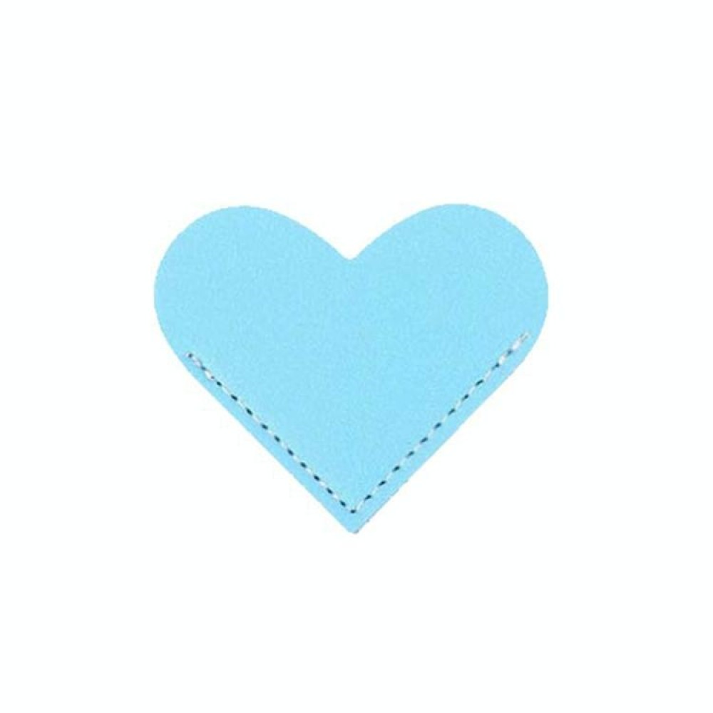Mini Business Student Library Portable PU Leather Heart Shaped Bookmark(Sky Blue)