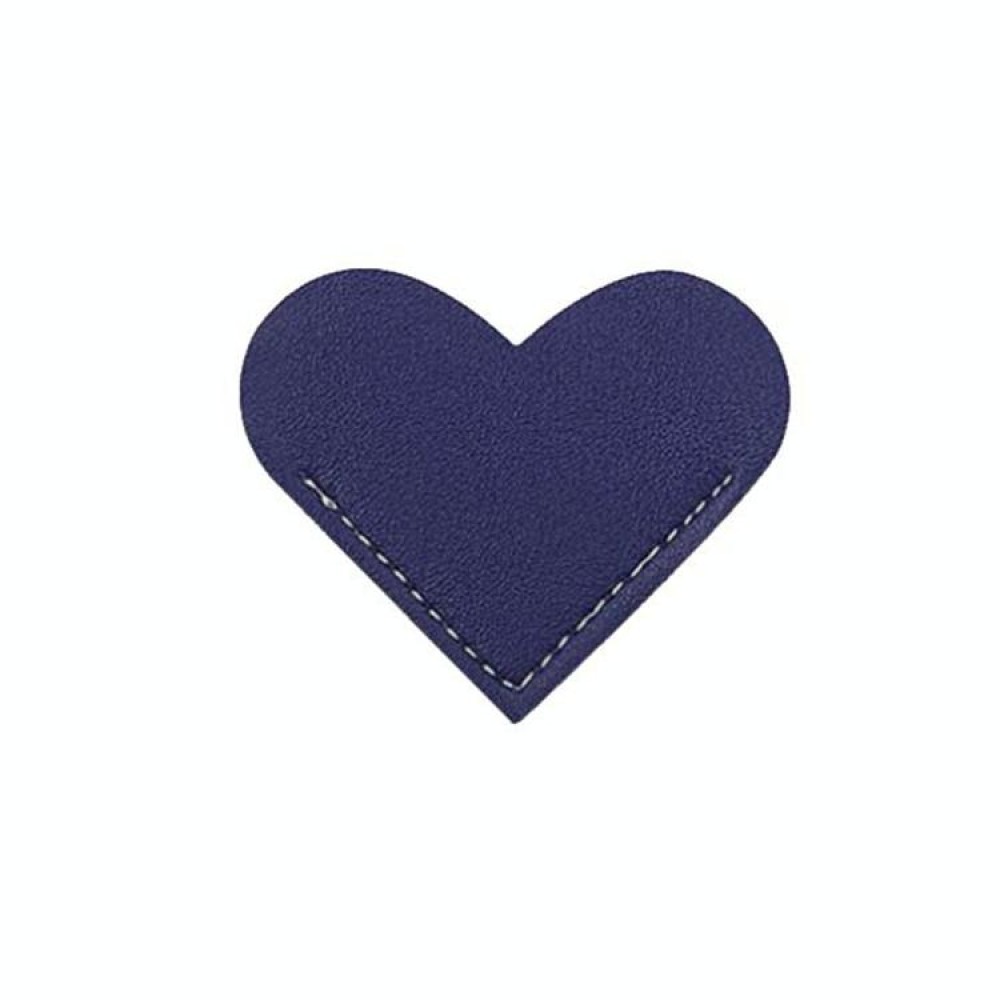 Mini Business Student Library Portable PU Leather Heart Shaped Bookmark(Navy Blue)