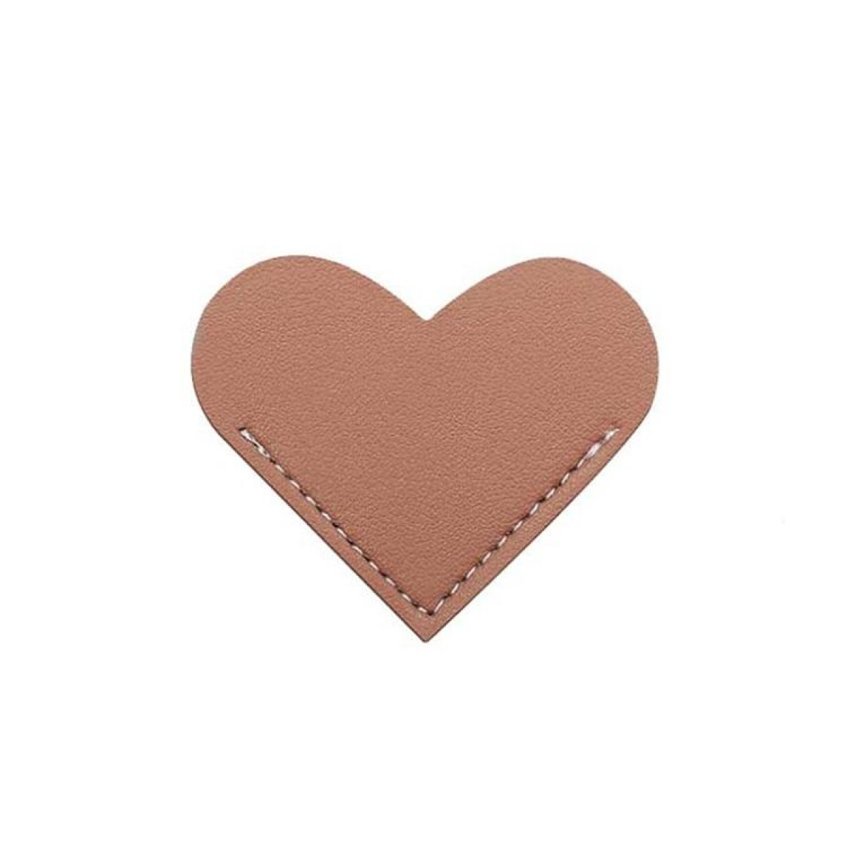 Mini Business Student Library Portable PU Leather Heart Shaped Bookmark(Milk Tea Brown)