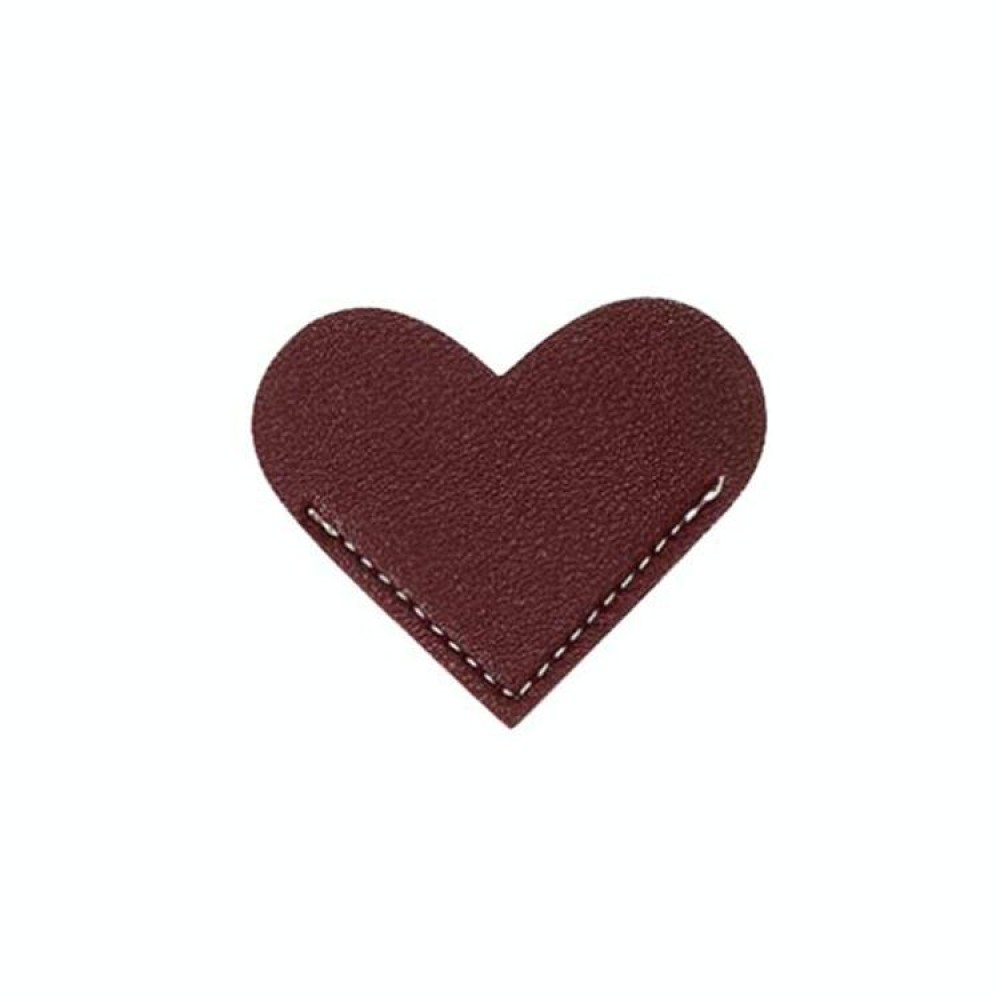 Mini Business Student Library Portable PU Leather Heart Shaped Bookmark(Brown)