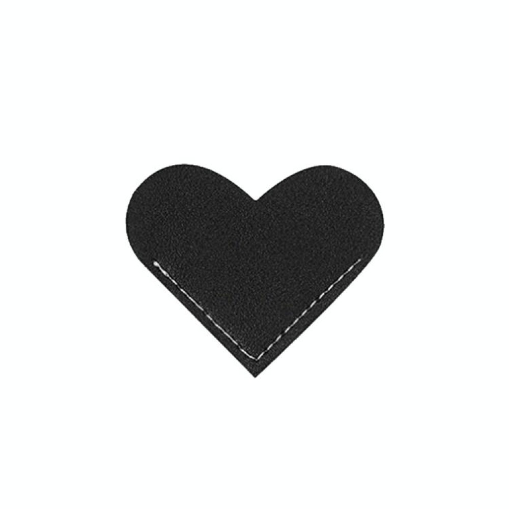 Mini Business Student Library Portable PU Leather Heart Shaped Bookmark(Black)