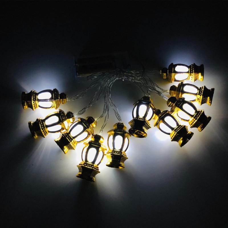 1.65m 10 Lights USB Model 3D Palace Lights Decorative String Lights Eid Al-Adha Holiday Lights(Golden -White)