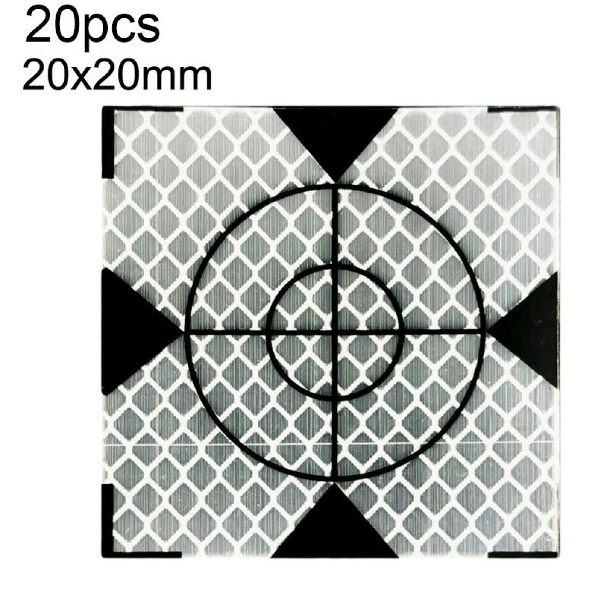 20pcs FP001 Diamond Tunnel Mapping Reflective Sticker Monitoring Measurement Point Sticker, Size: 20x20mm With Triangle