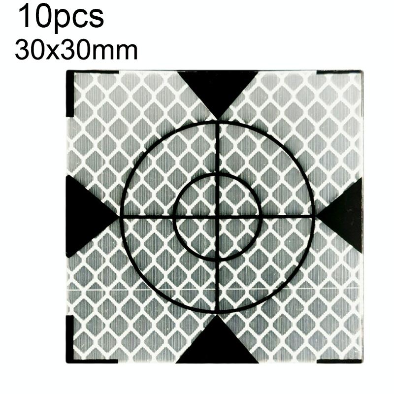 10pcs FP001 Diamond Tunnel Mapping Reflective Sticker Monitoring Measurement Point Sticker, Size: 30x30mm With Triangle