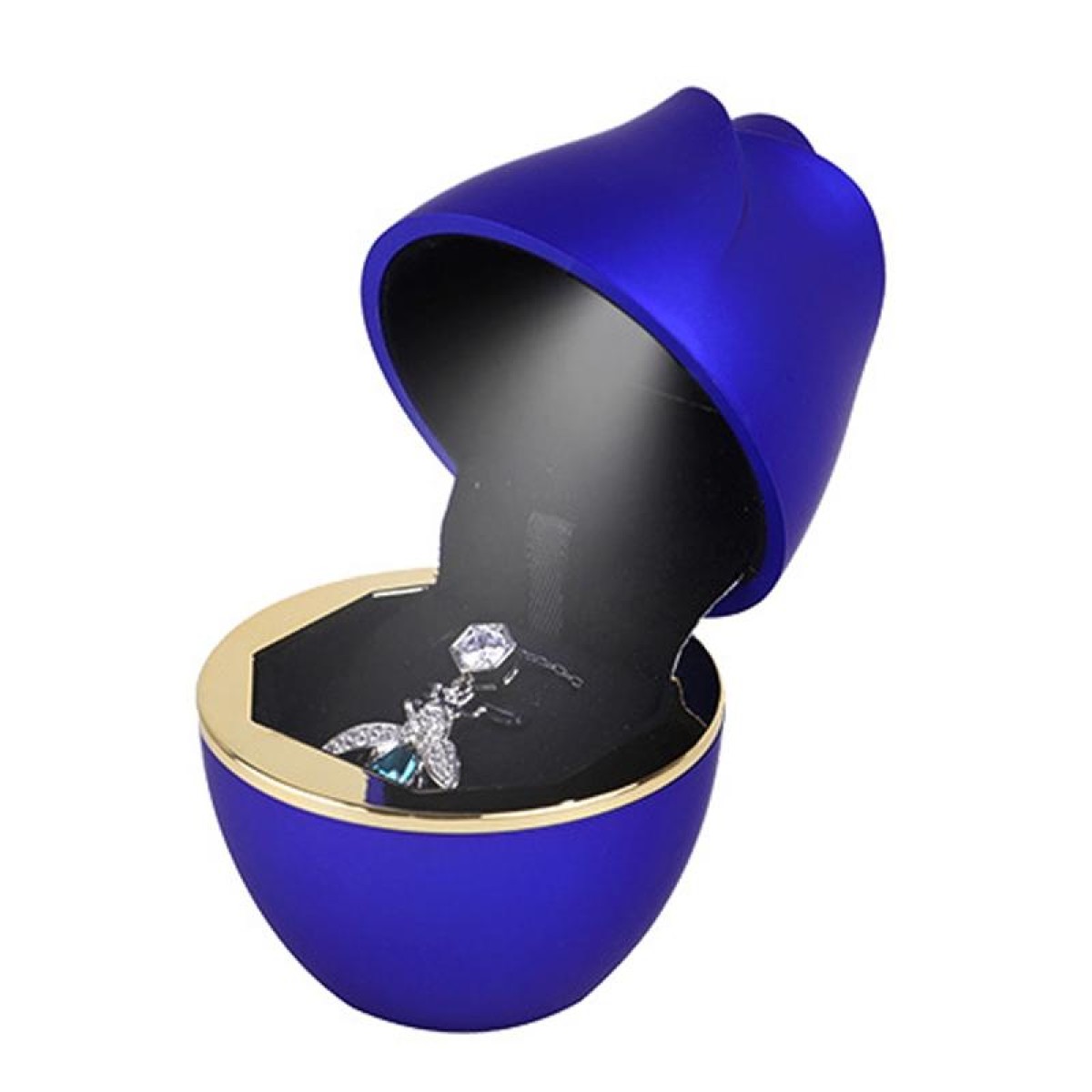 017257 Rose Shape LED Spotlight Ring Necklace Storage Box without Jewelry, Spec: Pendant(Royal Blue)