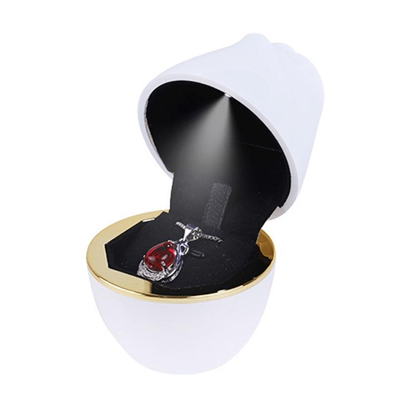 017257 Rose Shape LED Spotlight Ring Necklace Storage Box without Jewelry, Spec: Pendant(White)