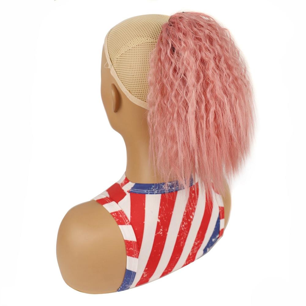 LS868 Drawstring Fixed Corn Perm Curly Wig Fluffy Short Ponytail Wigs, Color: 2312