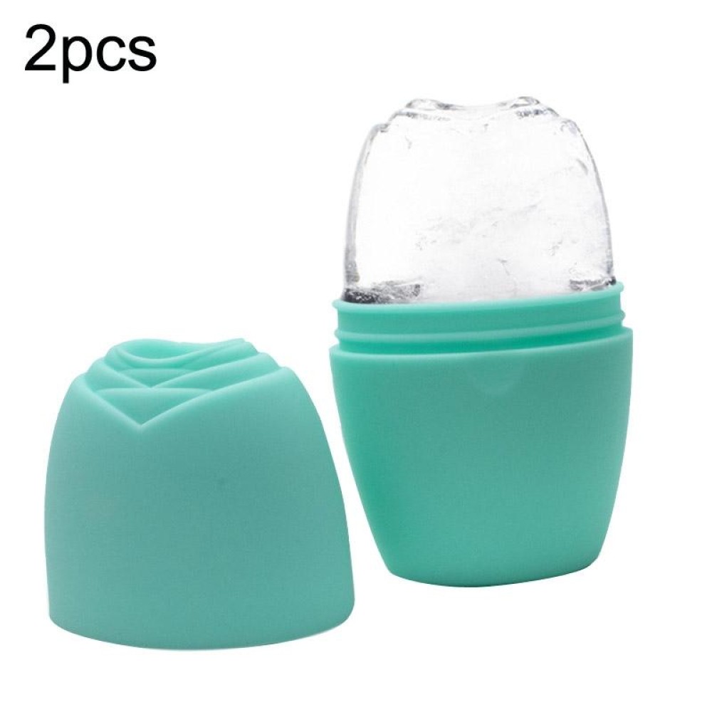 2pcs L-03-01 Face Ice Apparatus Massage Ice Roller Beauty Makeup Silicone Face Ice Tray(Olive Green)