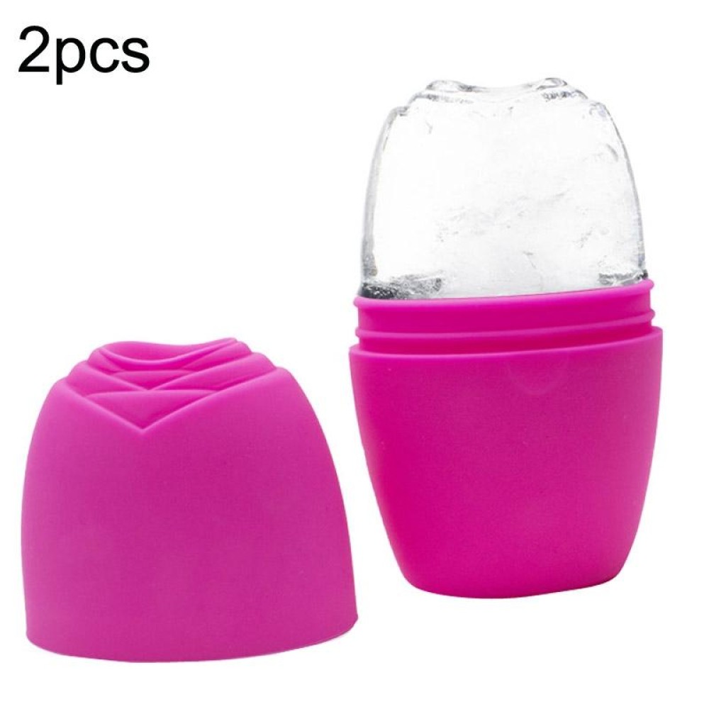 2pcs L-03-01 Face Ice Apparatus Massage Ice Roller Beauty Makeup Silicone Face Ice Tray(Rose Red)