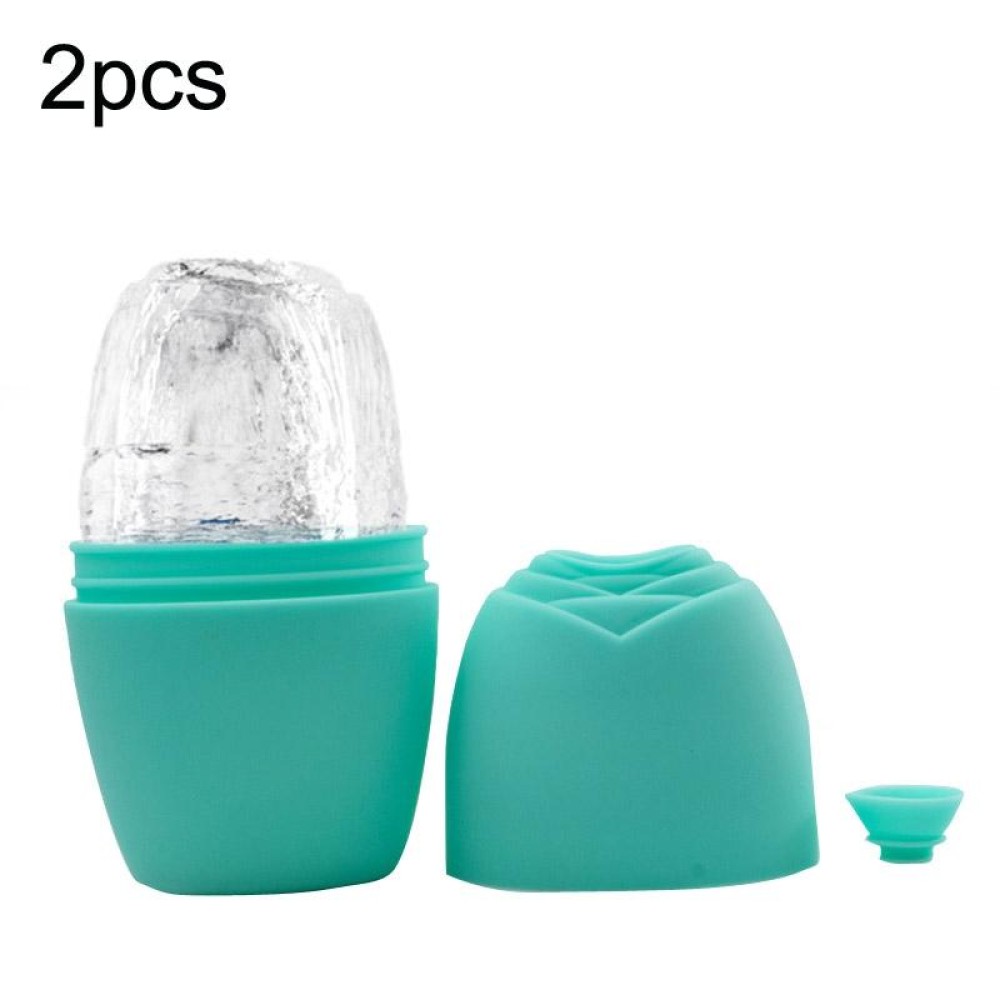 2pcs L-03-01 Face Ice Apparatus Massage Ice Roller Beauty Makeup Silicone Face Ice Tray(Olive Green With Hole)
