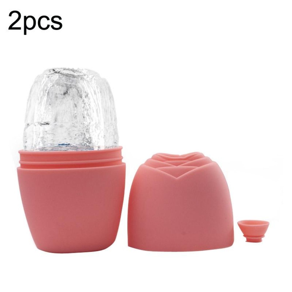 2pcs L-03-01 Face Ice Apparatus Massage Ice Roller Beauty Makeup Silicone Face Ice Tray(Vitality Orange With Hole)
