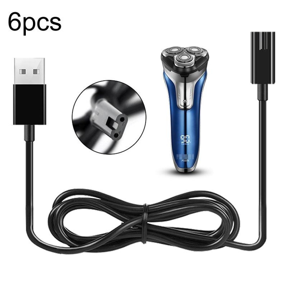 6pcs Electric Shaver USB Charging Cable for FLYCO Razor FS372 FS373 FS871 FS375 FS339 FS378 FS376 FS867, Color: Frosted