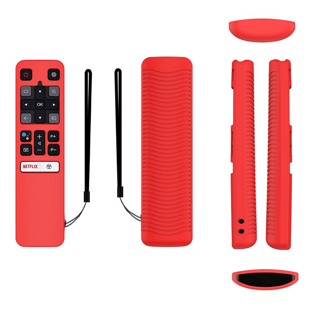 For TCL RC802V FMR1 FNR1 Y40 TV Remote Control Anti-Drop Silicone Protective Case(Red)